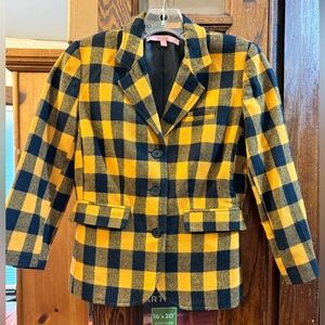 View black & yellow plaid blazer, 0